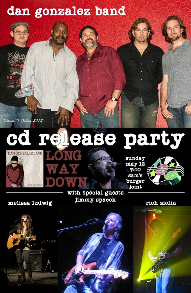 CD Release Party Poster for May 12, 2013, at Sam's Burger Joint